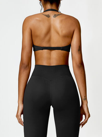 Soutien-gorge actif torsadé à col licou