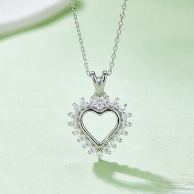 Collier pendentif coeur en argent sterling Moissanite 925