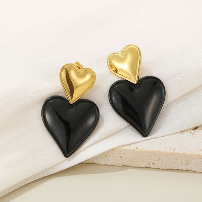 Pendientes de doble corazón de acero inoxidable