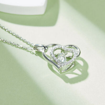 Collier coeur en argent sterling 925 Moissanite