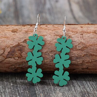 Boucles d'oreilles pendantes en bois Lucky Clover