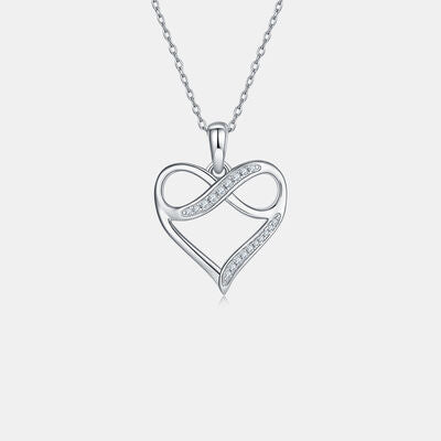 Collar de corazón de plata de ley 925 con moissanita