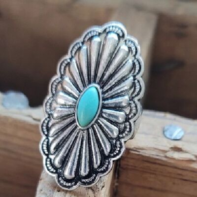 Bague turquoise artificielle en forme de fleur