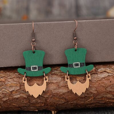 Boucles d'oreilles pendantes en forme de chapeau en bois