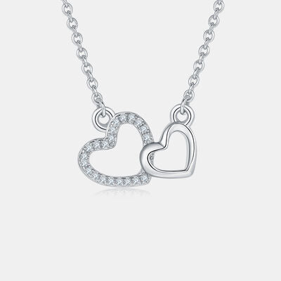 Collar de corazón de plata de ley 925 con moissanita