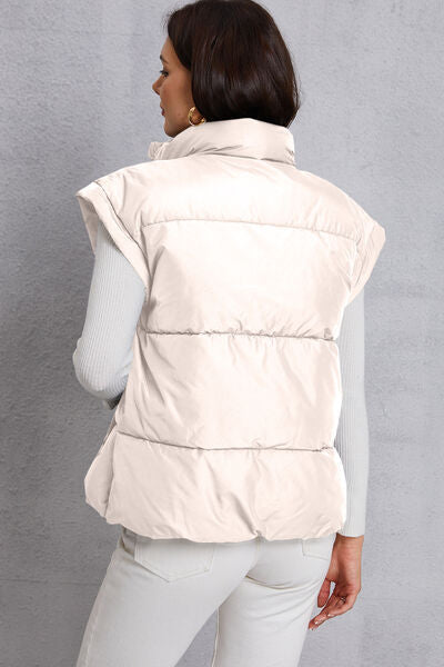 Manteau gilet avec poche et col roulé zippé