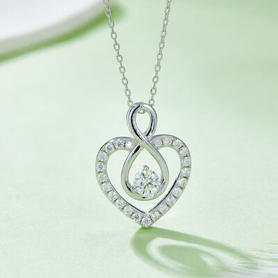 Collier en forme de cœur en argent sterling 925 moissanite 1 carat