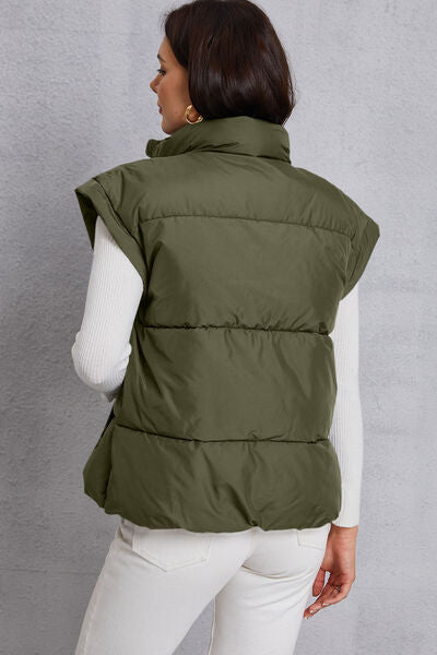 Manteau gilet avec poche et col roulé zippé